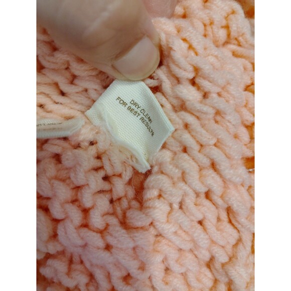 Free People Peach Soft Chunky Knit crop Cardigan Sweater 3/4 Sleeve Sz M - Picture 6 of 9